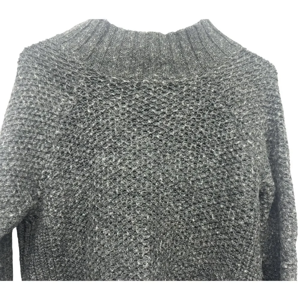 American Eagle Sweater Men Large Gray Mock Neck Wool Blend Chunky Preppy Minimal